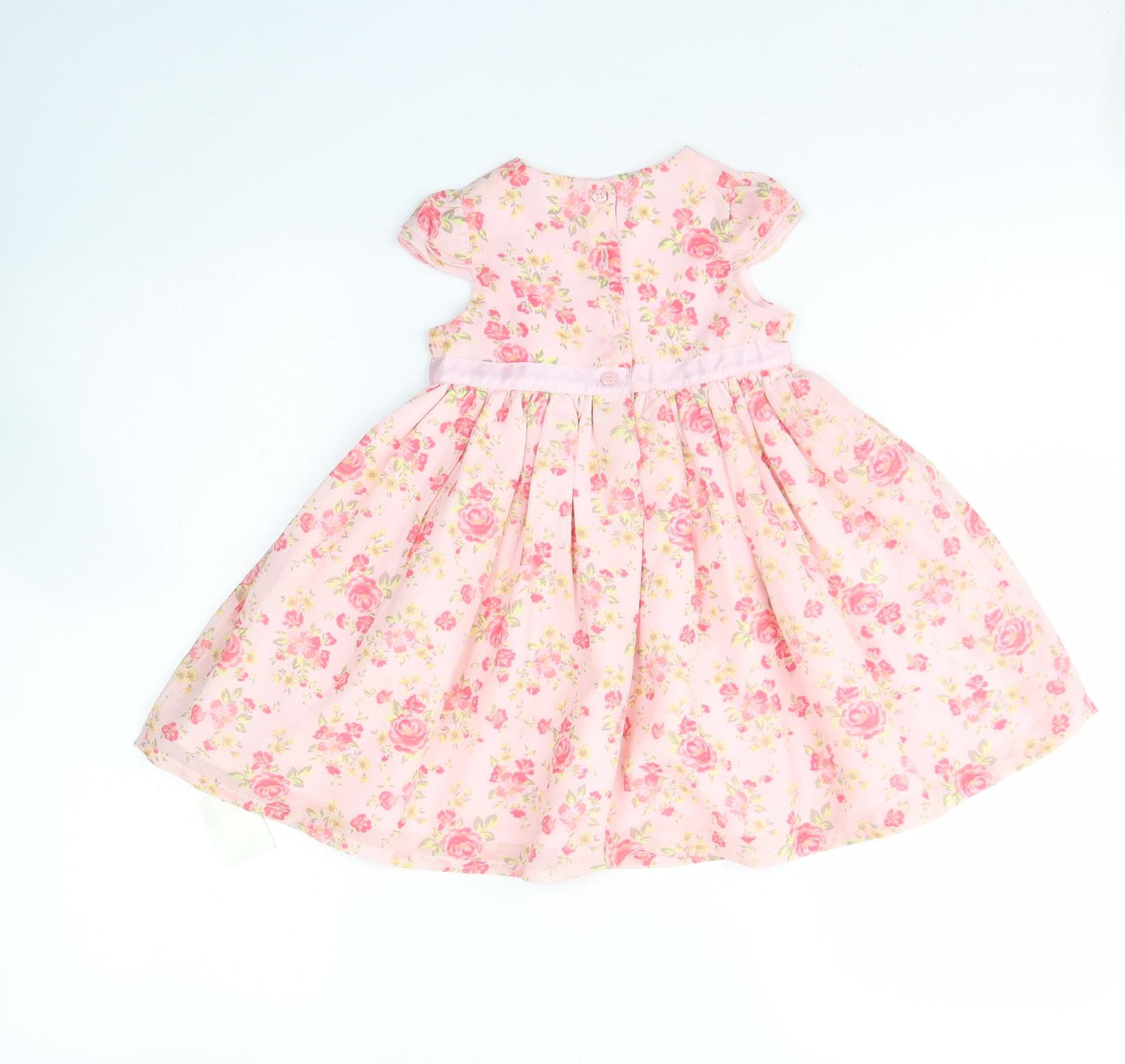 George Girls Pink Floral Polyester Fit & Flare  Size 12 Months  Round Neck
