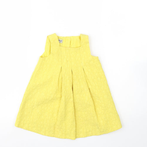 NEXT Girls Yellow  Cotton Shift  Size 12 Months  Round Neck