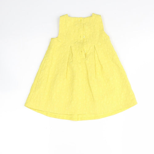 NEXT Girls Yellow  Cotton Shift  Size 12 Months  Round Neck