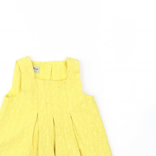 NEXT Girls Yellow  Cotton Shift  Size 12 Months  Round Neck