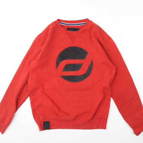 Diverse Mens Red Round Neck  Cotton Pullover Jumper Size M