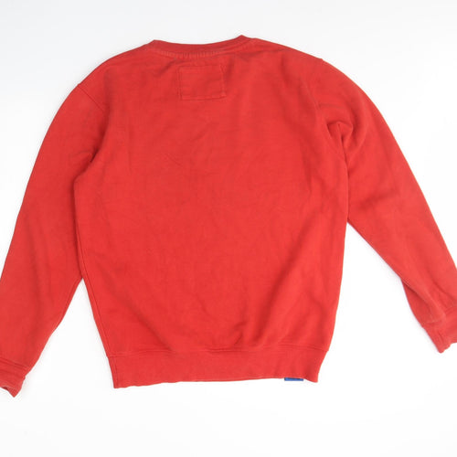 Diverse Mens Red Round Neck  Cotton Pullover Jumper Size M