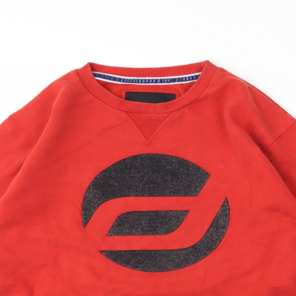 Diverse Mens Red Round Neck  Cotton Pullover Jumper Size M