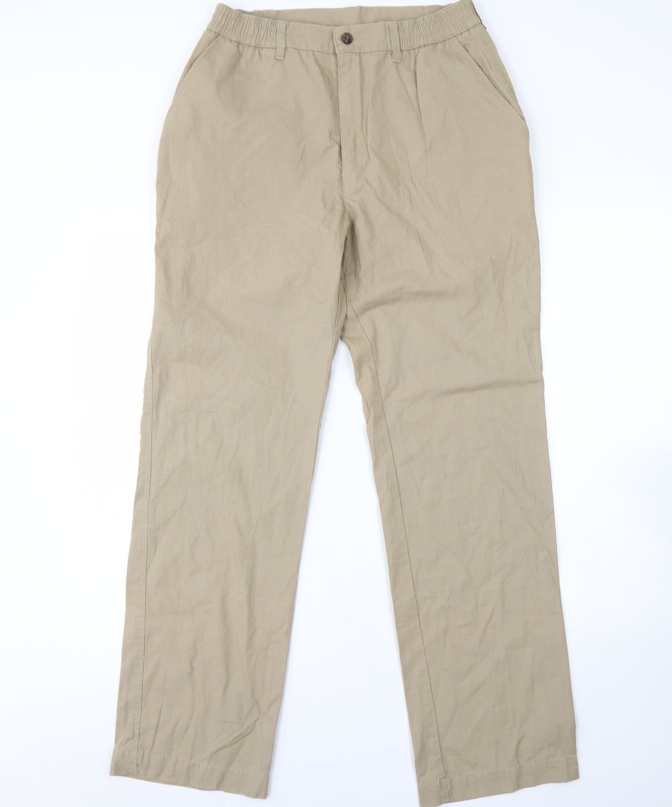 BHS Mens Beige  Cotton Trousers  Size 32 L31 in Regular Button