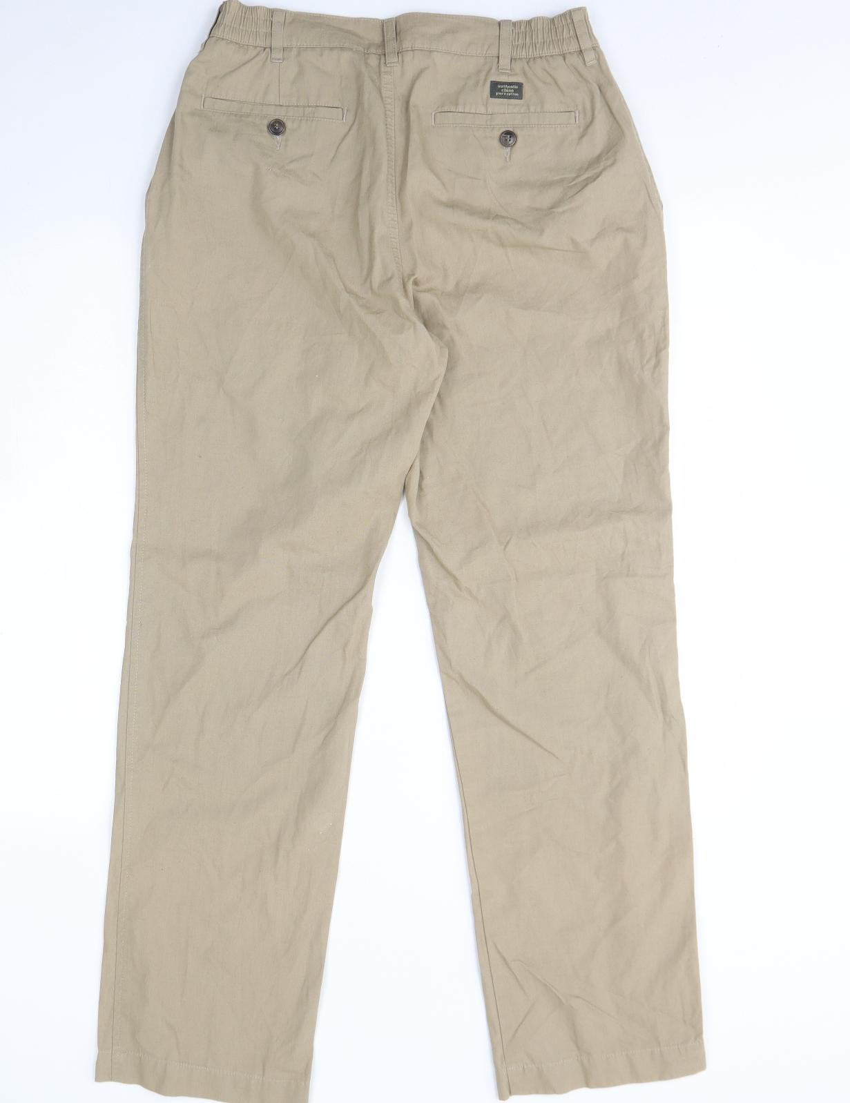 BHS Mens Beige  Cotton Trousers  Size 32 L31 in Regular Button