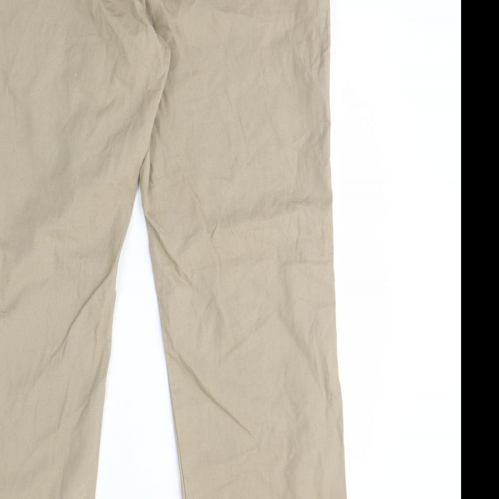 BHS Mens Beige  Cotton Trousers  Size 32 L31 in Regular Button