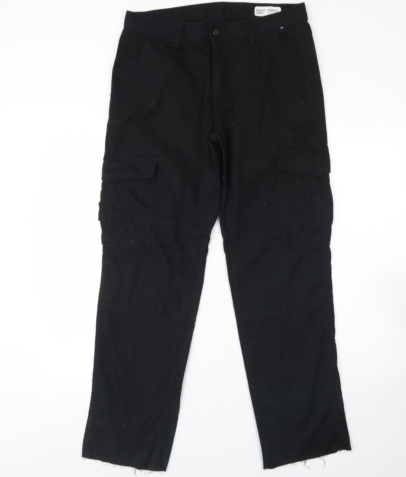 Denim & Co. Mens Black  Cotton Trousers  Size 32 L32 in Regular Button