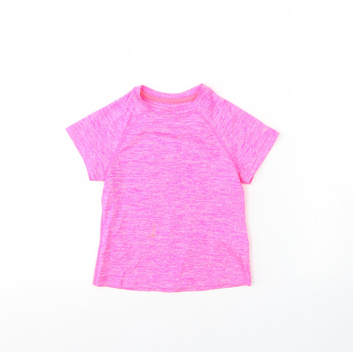 Soul luxe Girls Pink  Polyester Basic T-Shirt Size 4 Years Round Neck