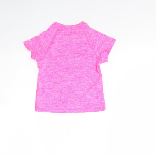 Soul luxe Girls Pink  Polyester Basic T-Shirt Size 4 Years Round Neck