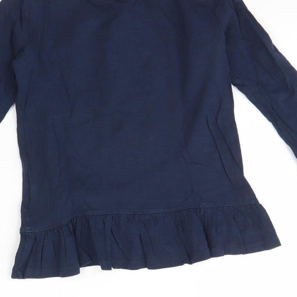 Blue Zoo Girls Blue  Cotton Basic T-Shirt Size 4 Years Round Neck