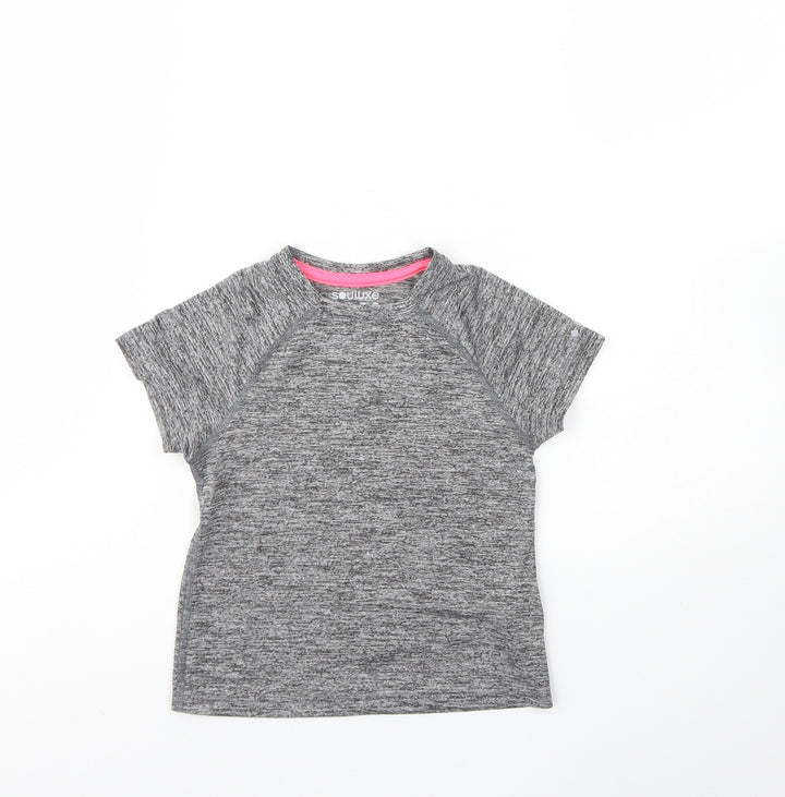 Matalan Girls Grey  Polyester Basic T-Shirt Size 4 Years Round Neck