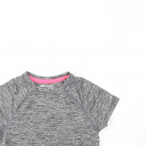 Matalan Girls Grey  Polyester Basic T-Shirt Size 4 Years Round Neck