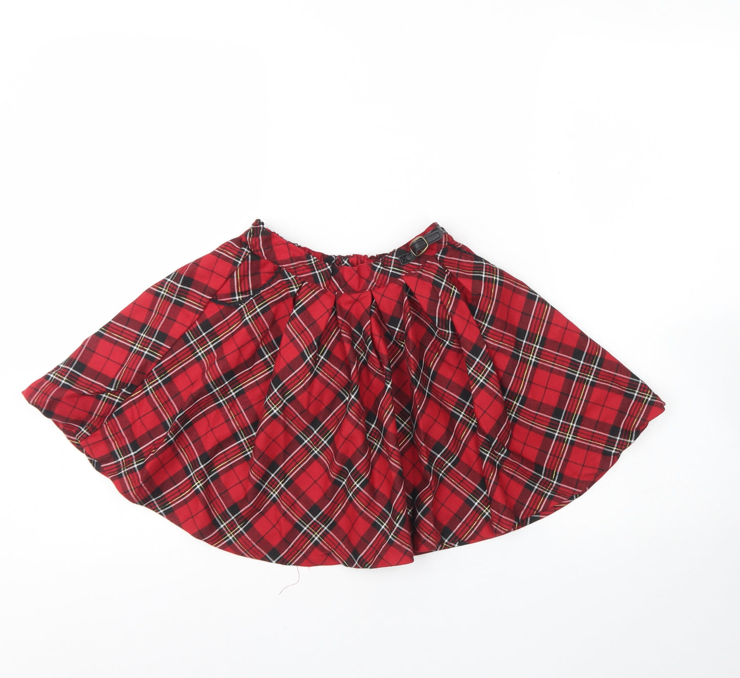 Matalan Girls Red Plaid Polyester Flare Skirt Size 4 Years  Regular