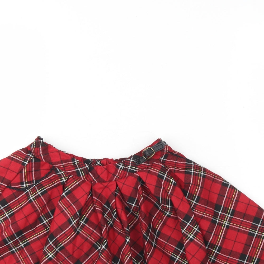Matalan Girls Red Plaid Polyester Flare Skirt Size 4 Years  Regular