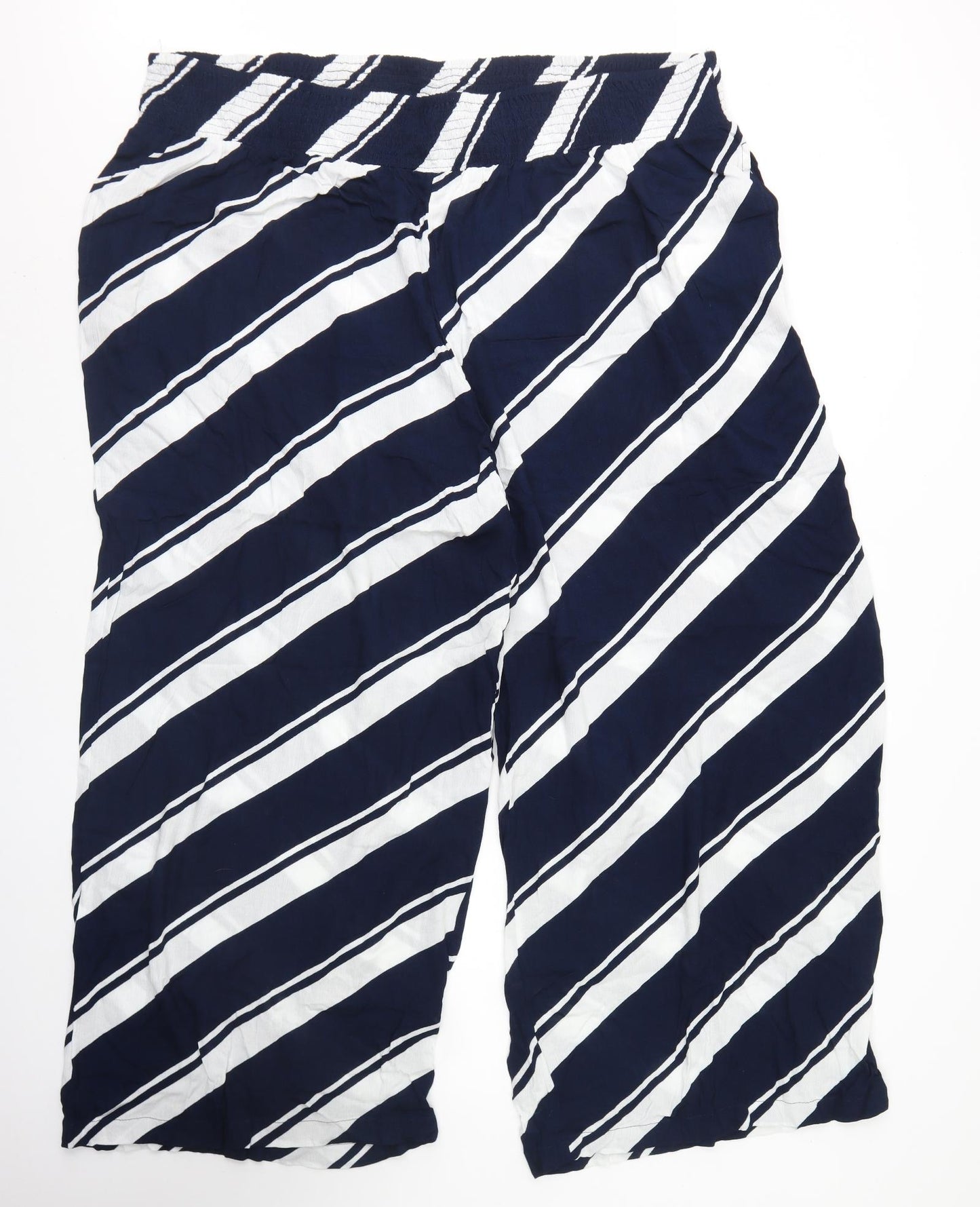 Capsule Womens Blue Striped Viscose Trousers  Size 30 L32 in Regular