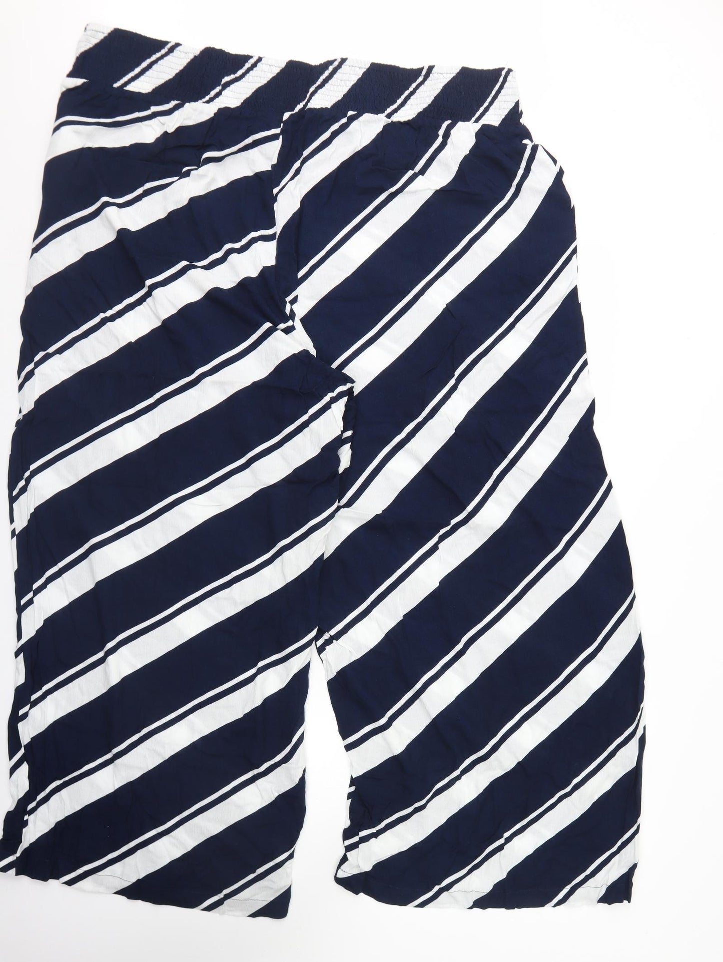 Capsule Womens Blue Striped Viscose Trousers  Size 30 L32 in Regular