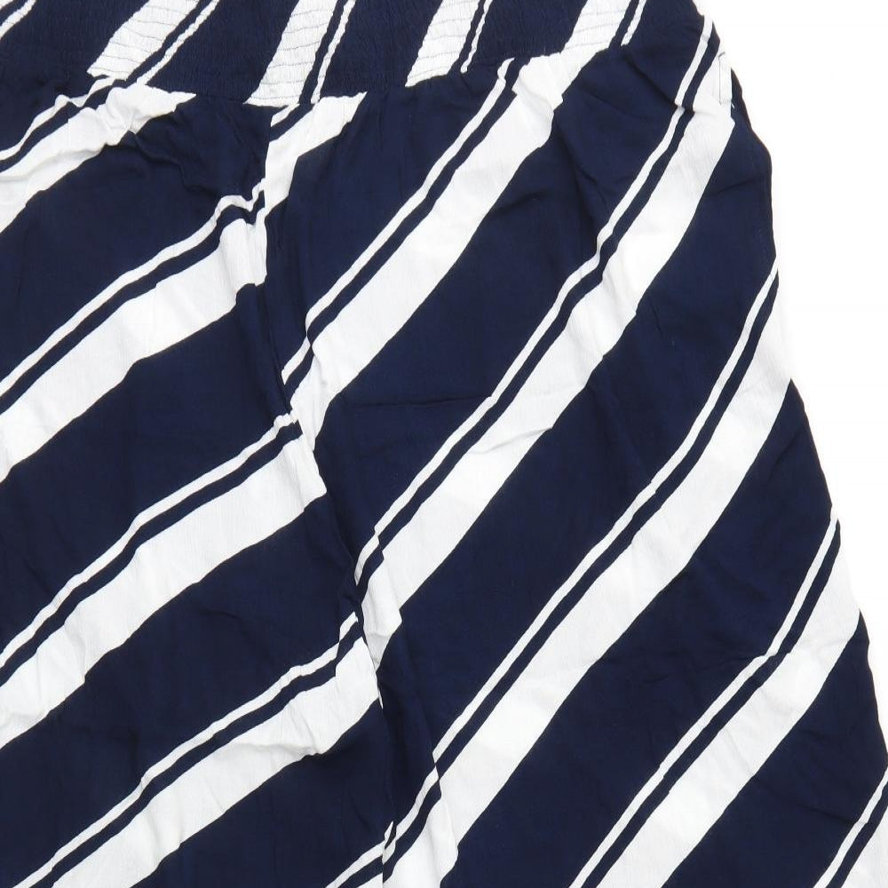 Capsule Womens Blue Striped Viscose Trousers  Size 30 L32 in Regular