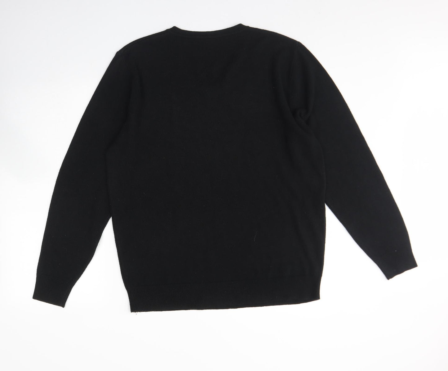 George Mens Black V-Neck  Acrylic Pullover Jumper Size L