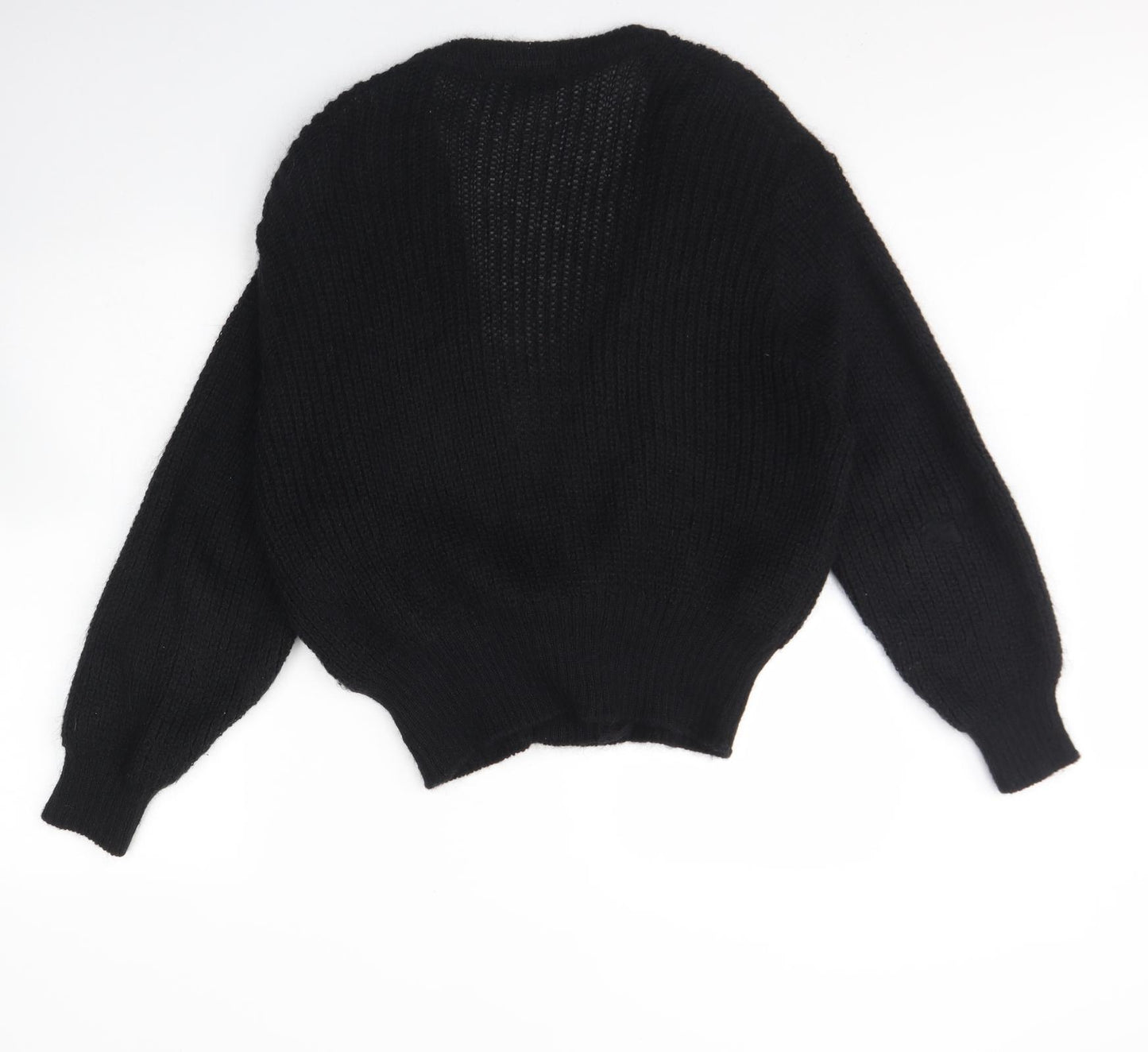 St michael Womens Black V-Neck  Polyester Cardigan Jumper Size 16