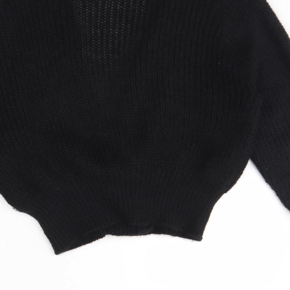 St michael Womens Black V-Neck  Polyester Cardigan Jumper Size 16