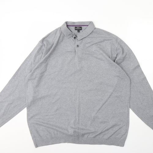 NEXT Womens Grey Collared  Cotton Henley Jumper Size 2XL