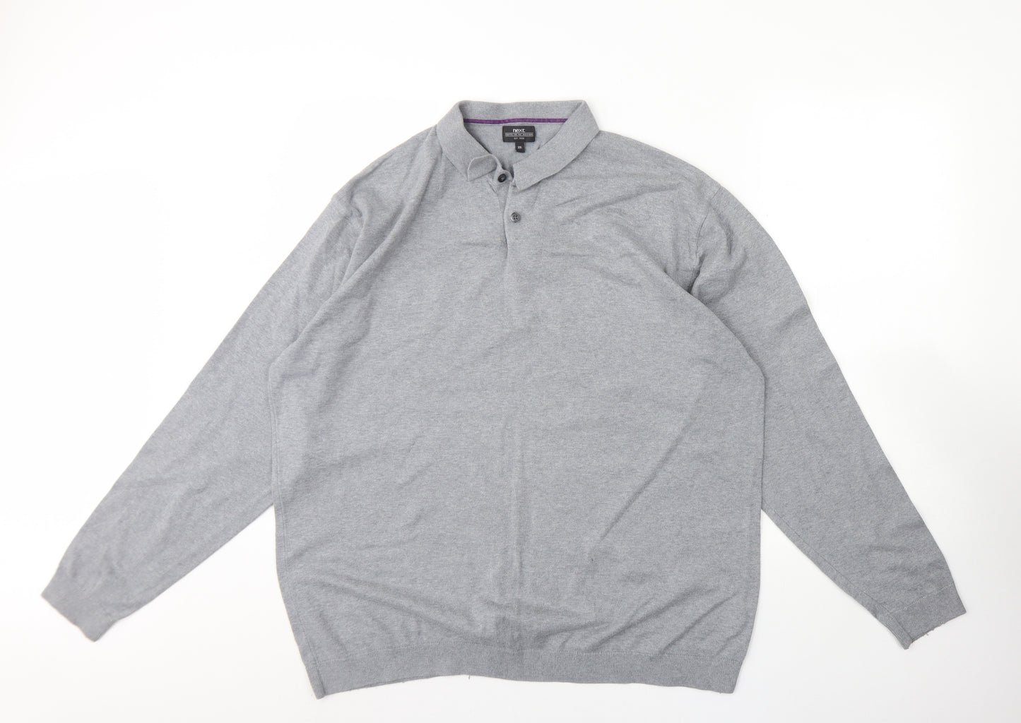 NEXT Womens Grey Collared  Cotton Henley Jumper Size 2XL
