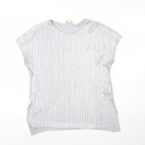 Apricot Womens Silver  Polyester Basic Blouse Size 10 Round Neck