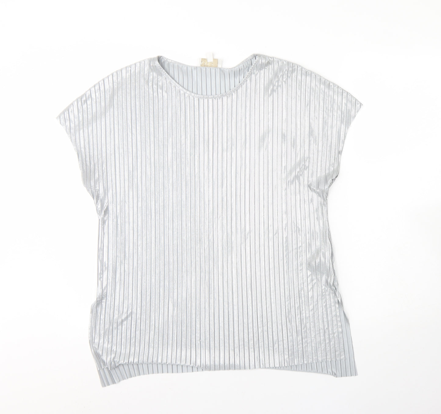 Apricot Womens Silver  Polyester Basic Blouse Size 10 Round Neck