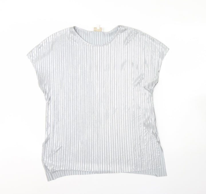 Apricot Womens Silver  Polyester Basic Blouse Size 10 Round Neck