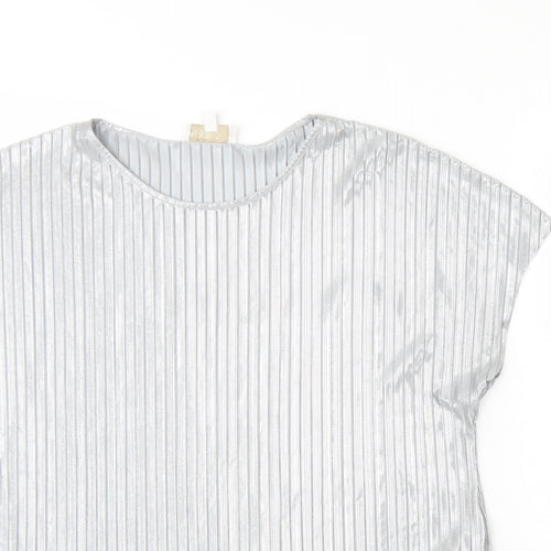 Apricot Womens Silver  Polyester Basic Blouse Size 10 Round Neck