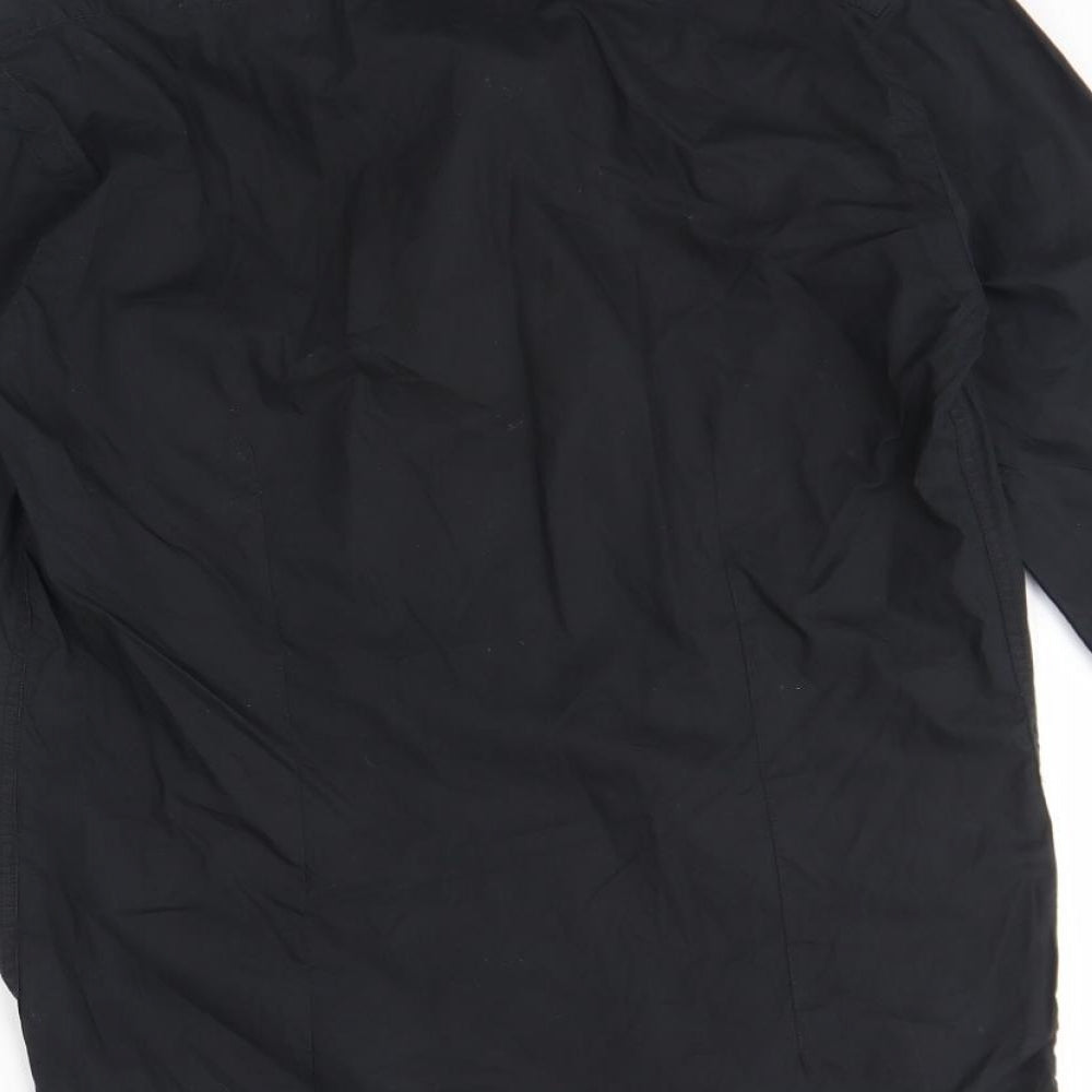 Swadelatinum Mens Black  Cotton  Dress Shirt Size M Collared Button