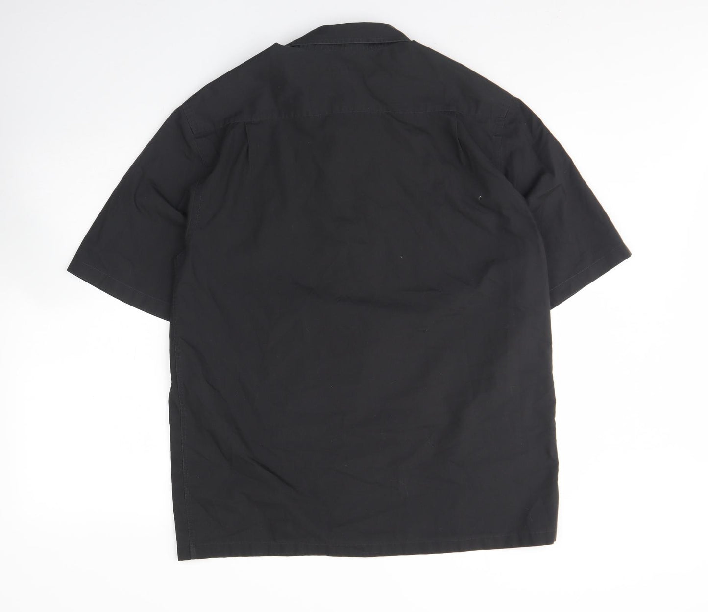 George Mens Black  Cotton  Dress Shirt Size M Collared Button