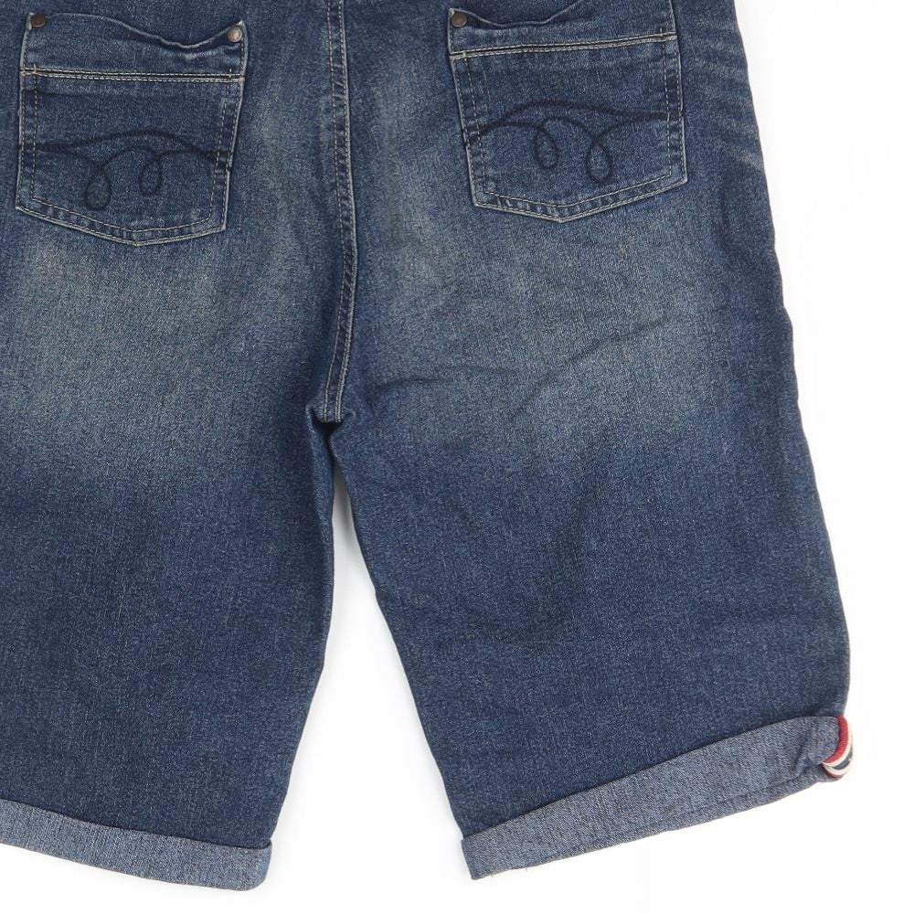 Peacocks Womens Blue  Cotton Mom Shorts Size 14 L12 in Regular Button