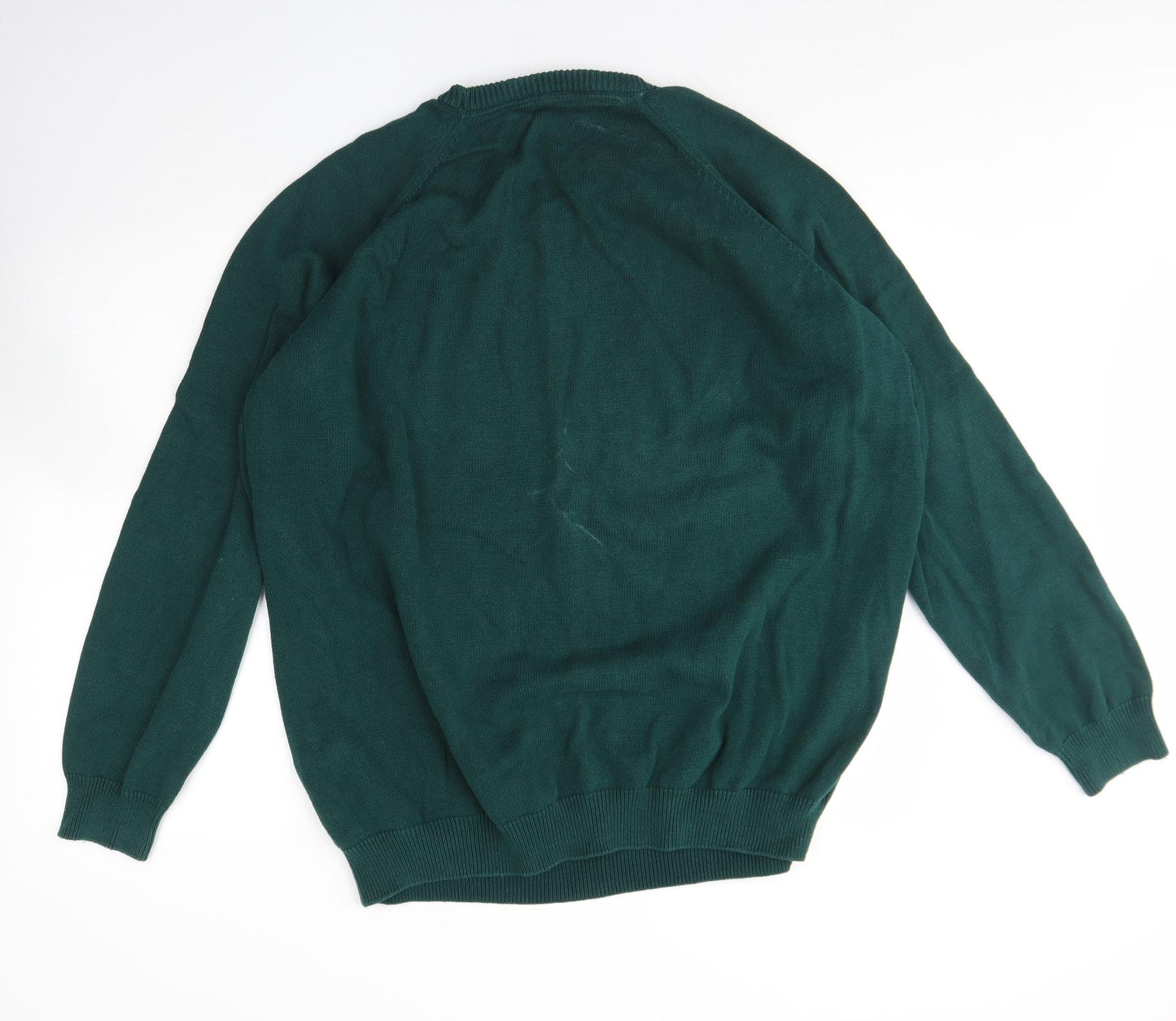 Cotton Traders Mens Green Round Neck  Cotton Pullover Jumper Size 4XL