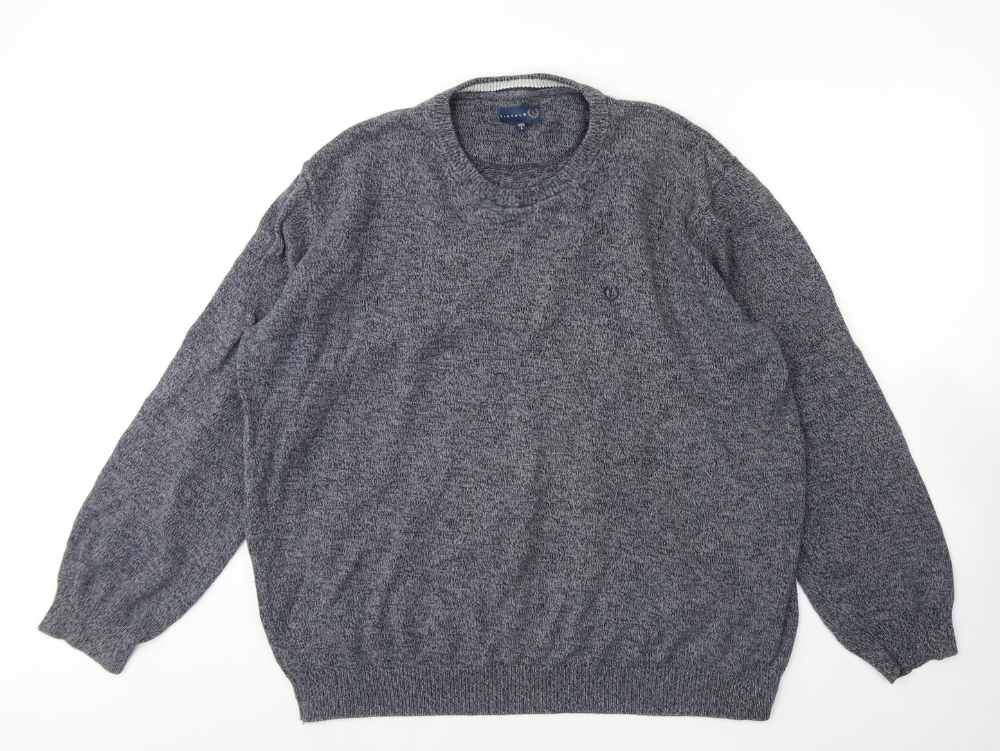 Lincoln Mens Blue Round Neck  Cotton Pullover Jumper Size 3XL
