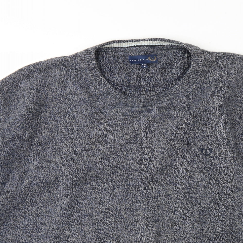 Lincoln Mens Blue Round Neck  Cotton Pullover Jumper Size 3XL