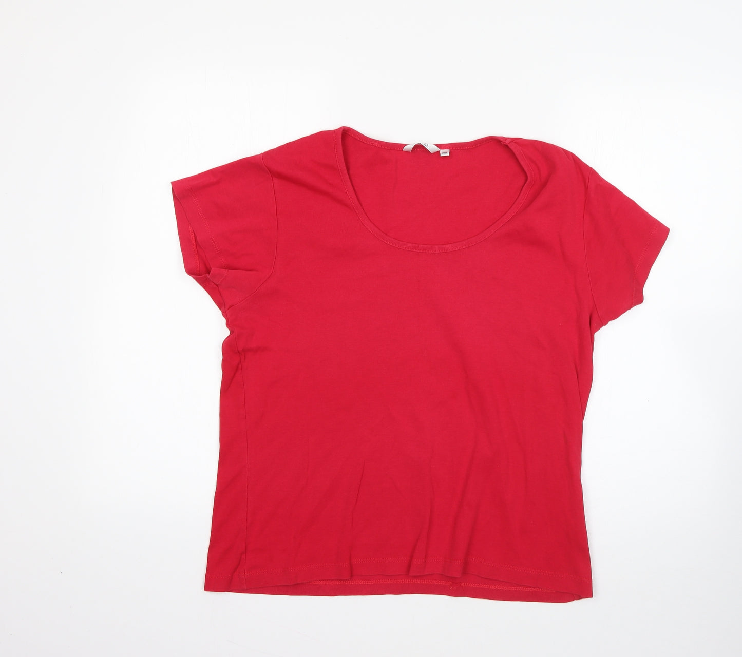 M&Co Womens Red  100% Cotton Basic T-Shirt Size 2XL Round Neck