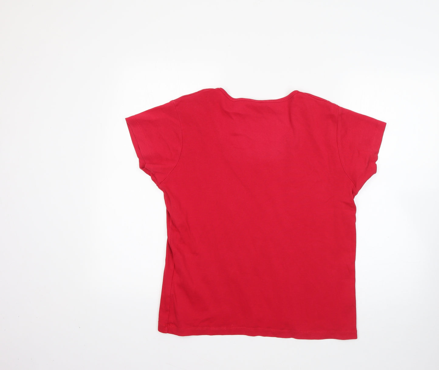 M&Co Womens Red  100% Cotton Basic T-Shirt Size 2XL Round Neck