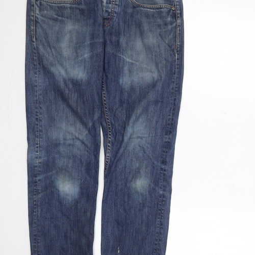 Peter Werth Mens Blue  Cotton Straight Jeans Size 32 L27 in Regular