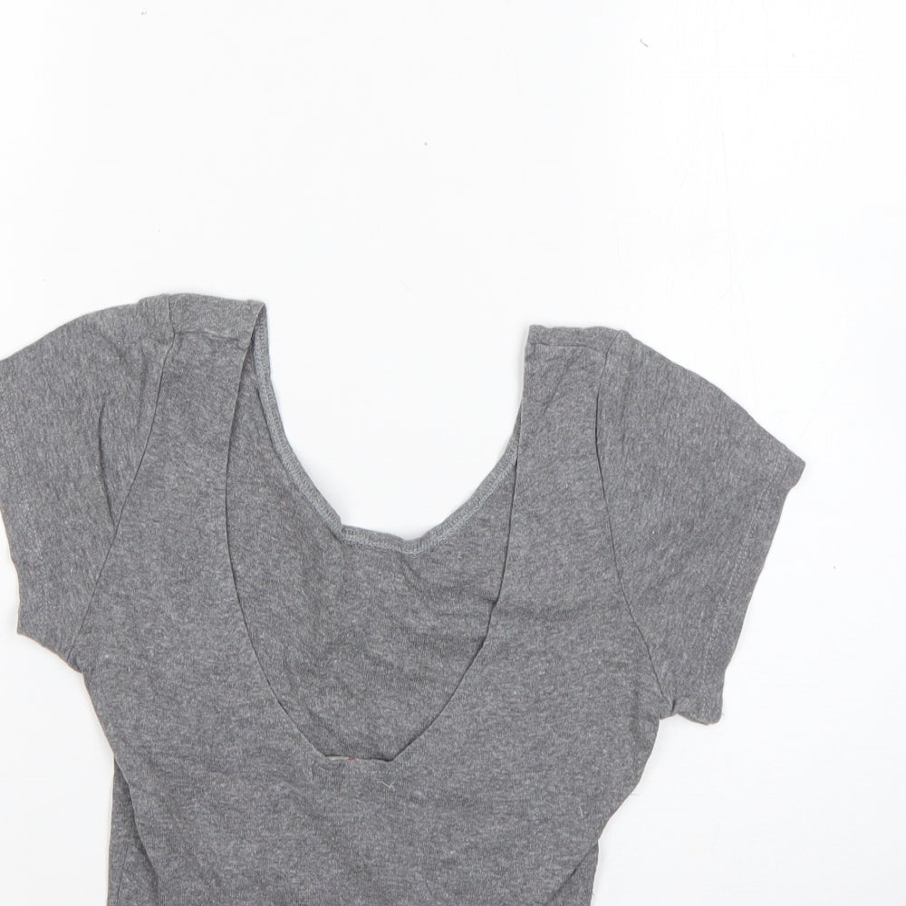 Brandy Melville Womens Grey  100% Cotton Basic T-Shirt Size S Round Neck