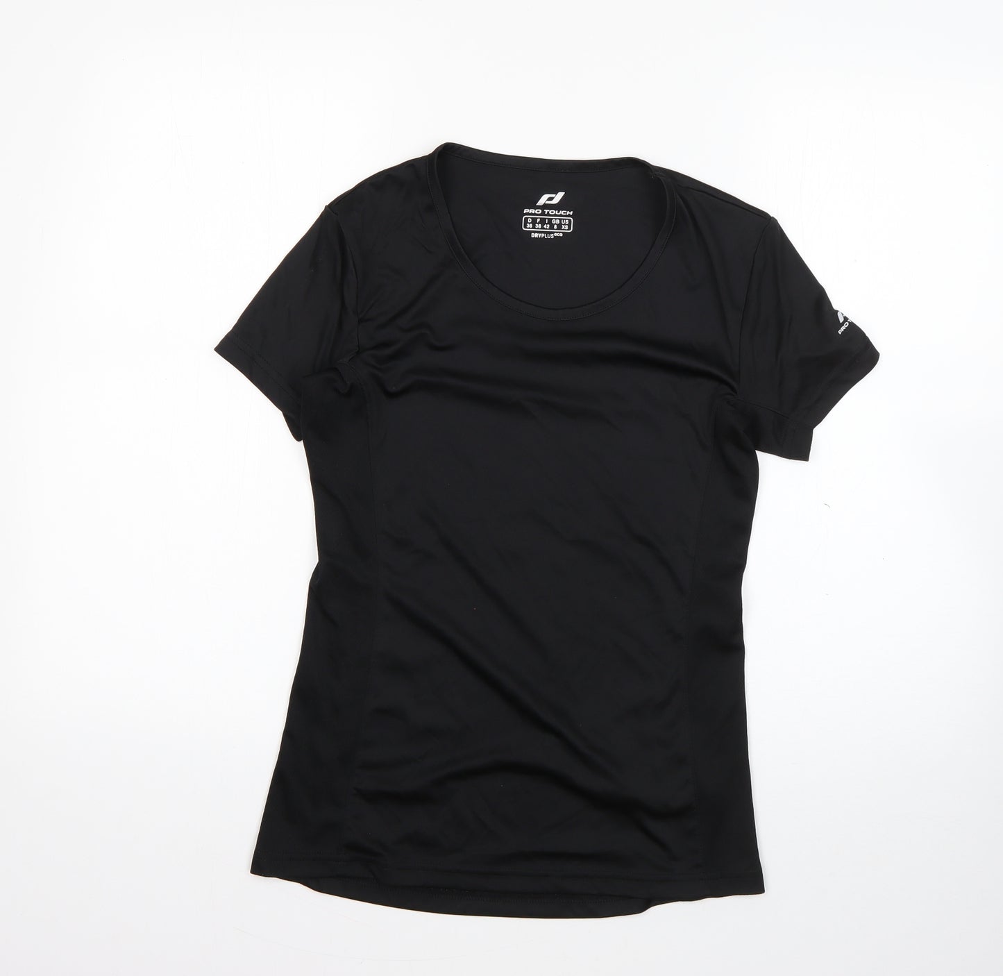PRO TOUCH Womens Black  100% Polyester Basic T-Shirt Size 8 Round Neck