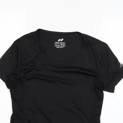 PRO TOUCH Womens Black  100% Polyester Basic T-Shirt Size 8 Round Neck