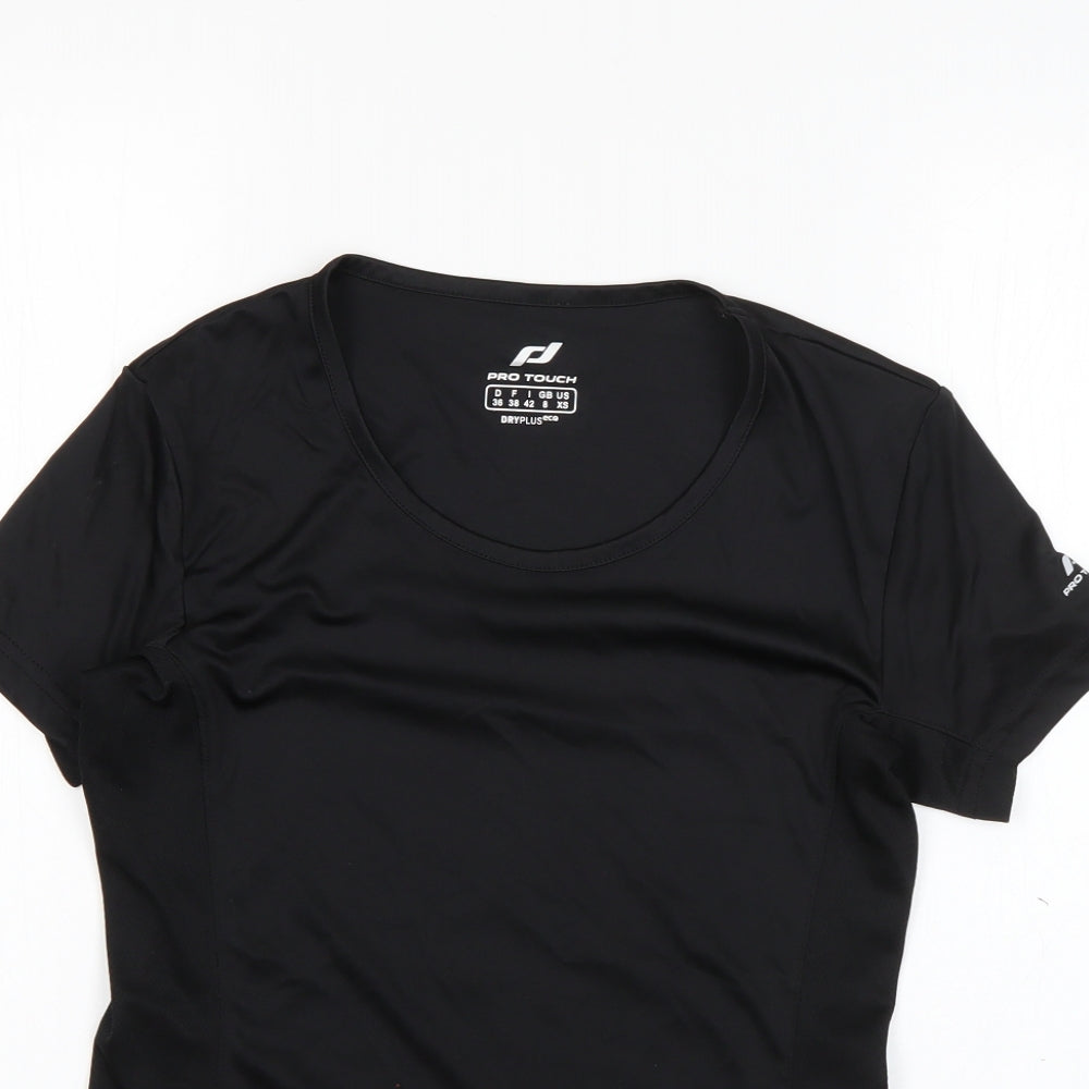 PRO TOUCH Womens Black  100% Polyester Basic T-Shirt Size 8 Round Neck