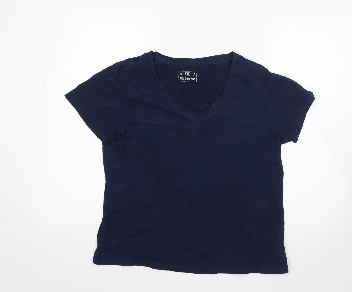 F&F Womens Blue  100% Cotton Top Pyjama Top Size 12