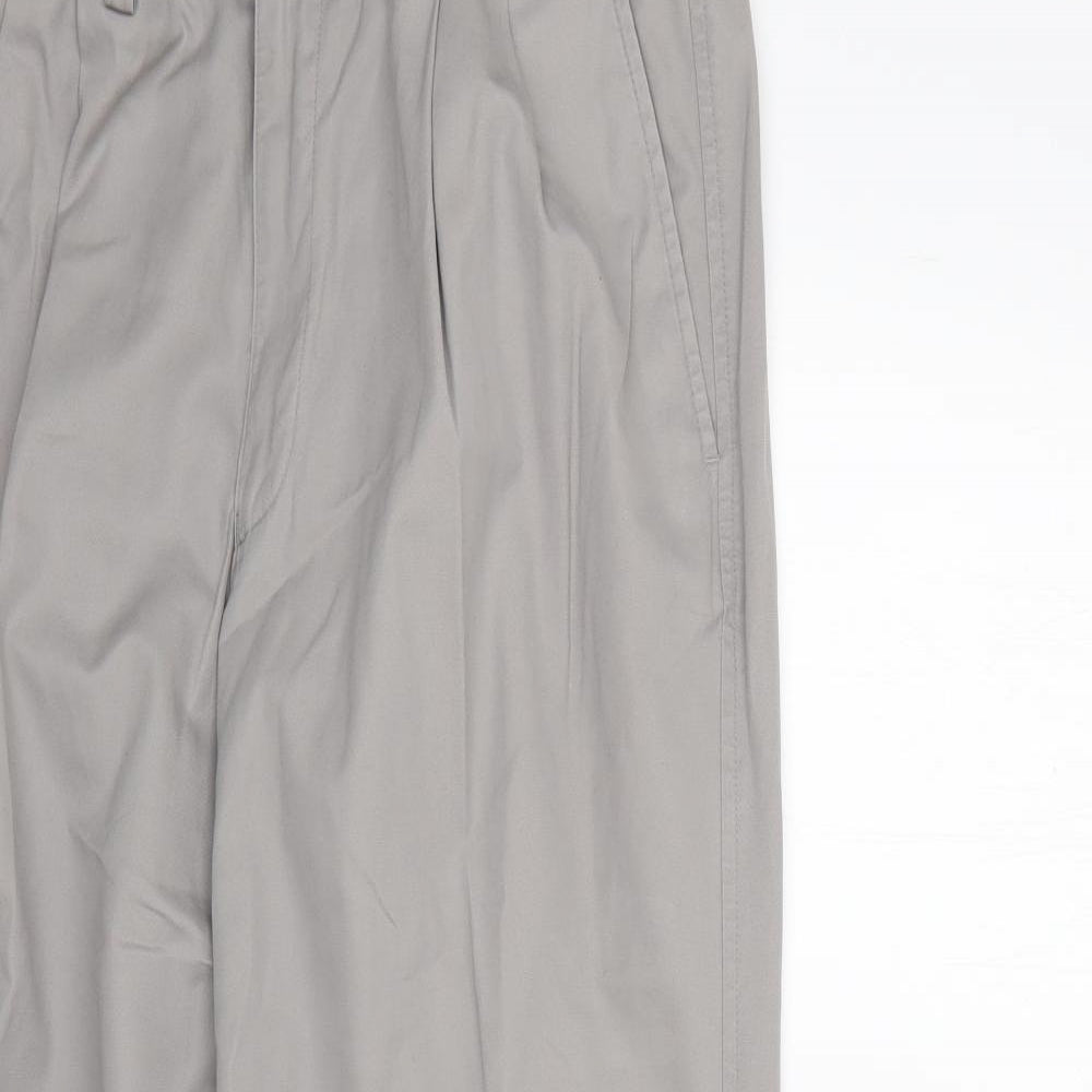 Marks and Spencer Mens Grey  Cotton Trousers  Size 34 L25 in Regular
