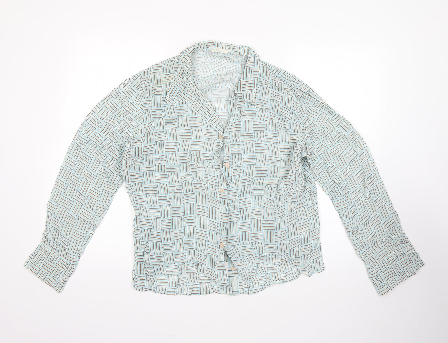 Marks and Spencer Womens Multicoloured Geometric Viscose Basic Button-Up Size 18 Collared