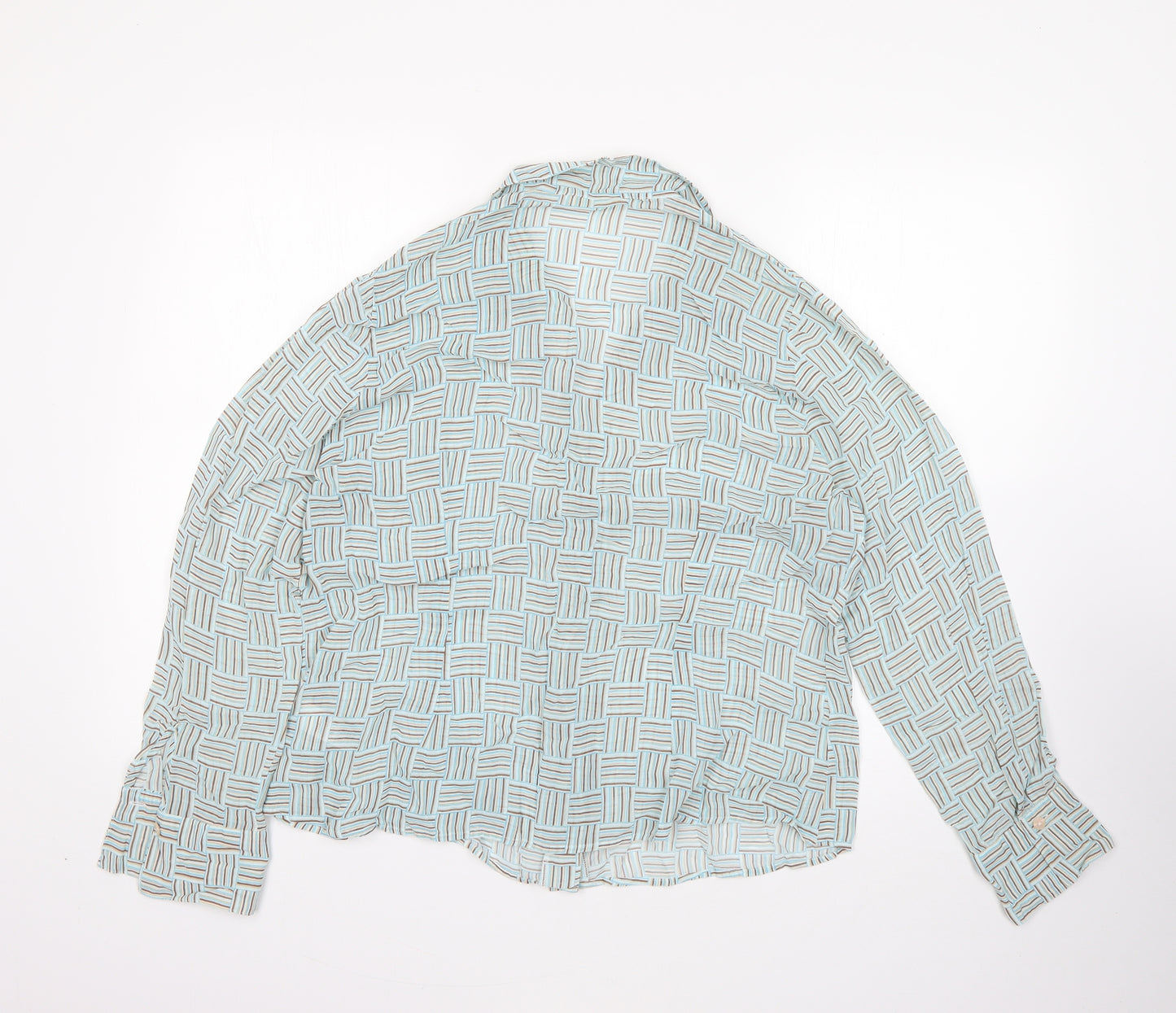Marks and Spencer Womens Multicoloured Geometric Viscose Basic Button-Up Size 18 Collared