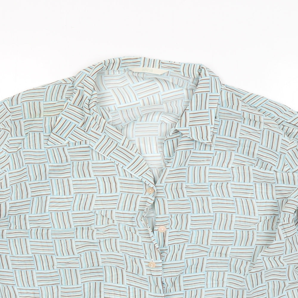 Marks and Spencer Womens Multicoloured Geometric Viscose Basic Button-Up Size 18 Collared