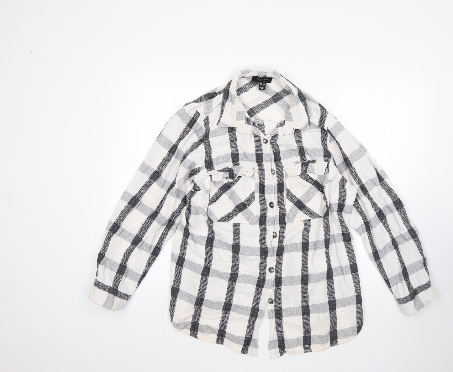 New Look Womens Multicoloured Check 100% Cotton Basic Button-Up Size 20 Collared