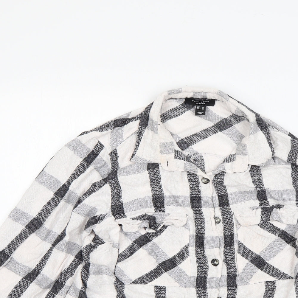 New Look Womens Multicoloured Check 100% Cotton Basic Button-Up Size 20 Collared